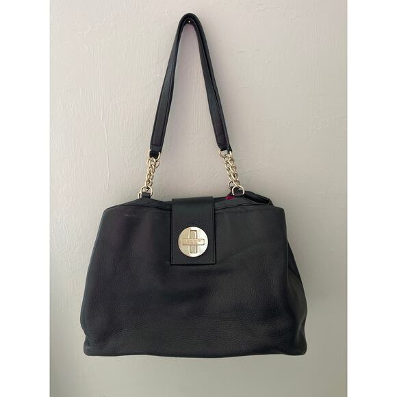 Kate Spade Handbags - KATE SPADE Black Pebble Leather Town Road Elena Shoulder Bag Purse Chain Strap